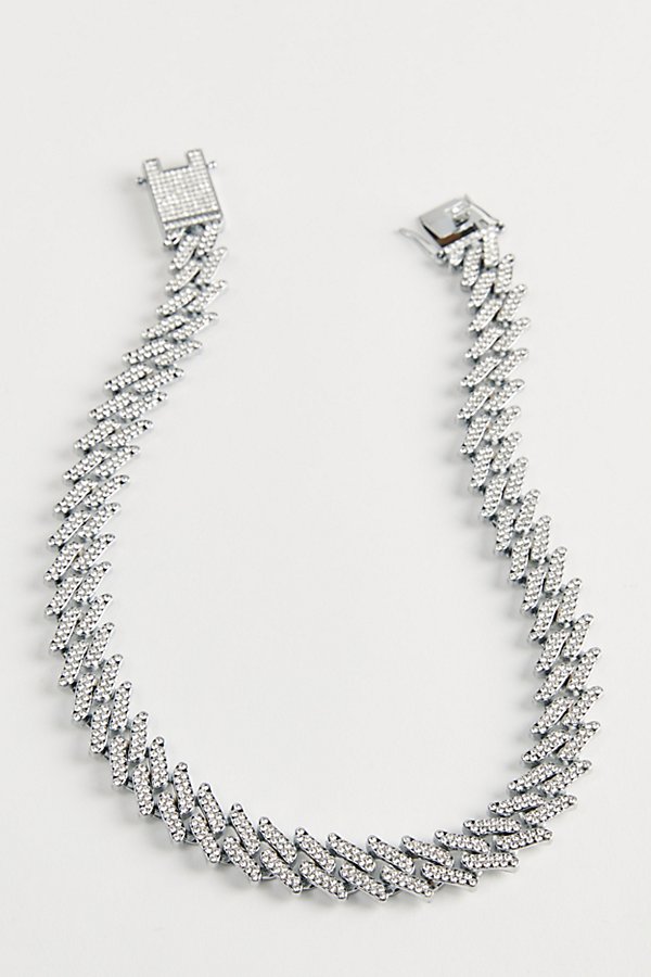 Urban Outfitters Iced Razor Chain Necklace In Silver, Men's At  In Metallic