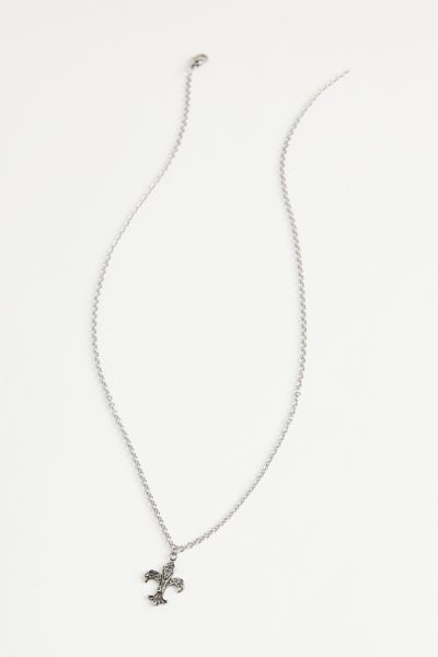 Urban Outfitters Fleur-de-lis Pendant Necklace In Silver, Men's At