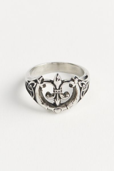 Shop Urban Outfitters Fleur-de-lis Ring In Silver, Men's At
