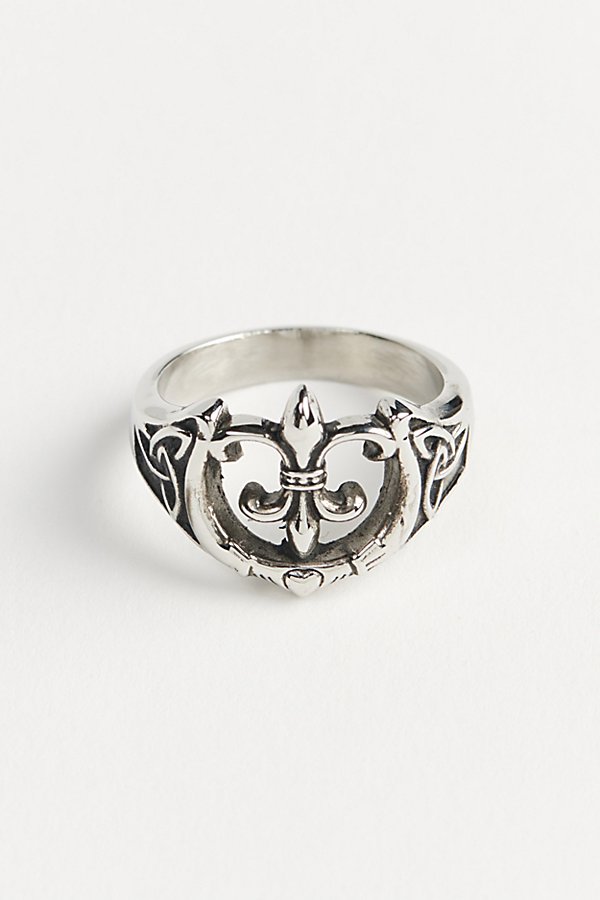 Shop Urban Outfitters Fleur-de-lis Ring In Silver, Men's At