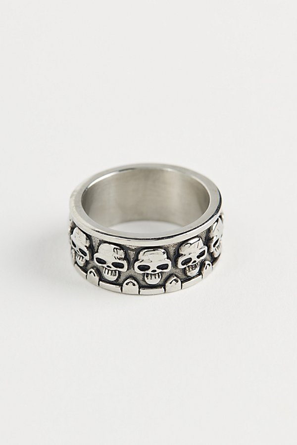 Urban Outfitters Skull Band Ring In Silver, Men's At