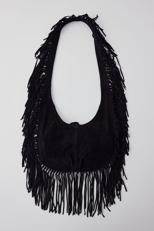 Silence Noise Suede Fringe Hobo Sling Bag Urban Outfitters Canada