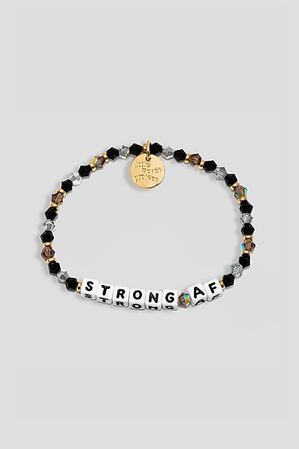 Shop Little Words Project Strong Af Beaded Bracelet In Black, Women's At Urban Outfitters