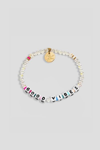 Shop Little Words Project Good Vibes Beaded Bracelet In Clear, Women's At Urban Outfitters