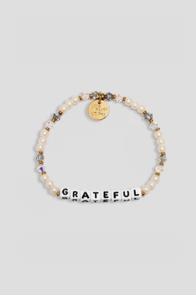 Shop Little Words Project Grateful Beaded Bracelet In White, Women's At Urban Outfitters