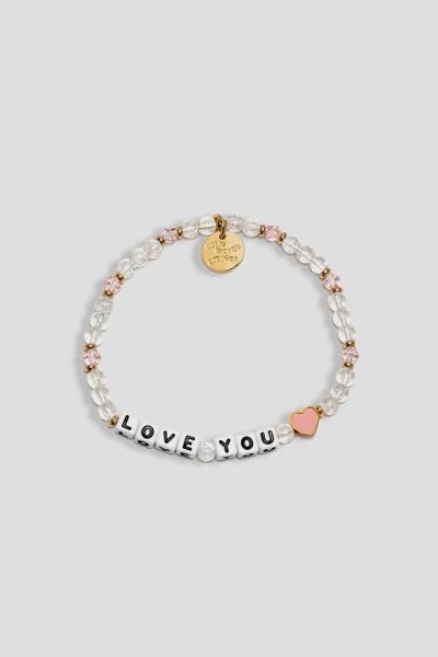 Shop Little Words Project Love You Beaded Bracelet In Pink, Women's At Urban Outfitters