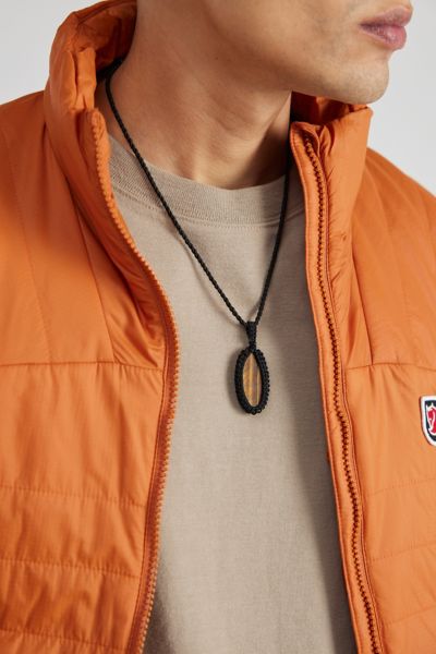 Urban Outfitters Tiger's Eye Corded Necklace In Black/brown, Men's At