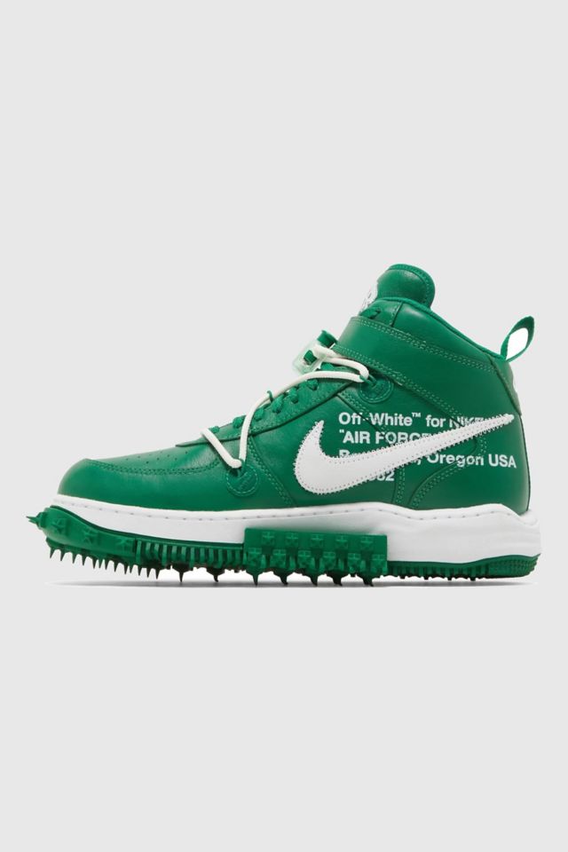 Nike Air Force 1 Mid X OFF-WHITE SP Leather 'Pine Green' Sneakers ...