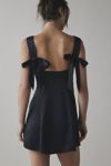 UO Bri Double Bow Satin Mini Dress