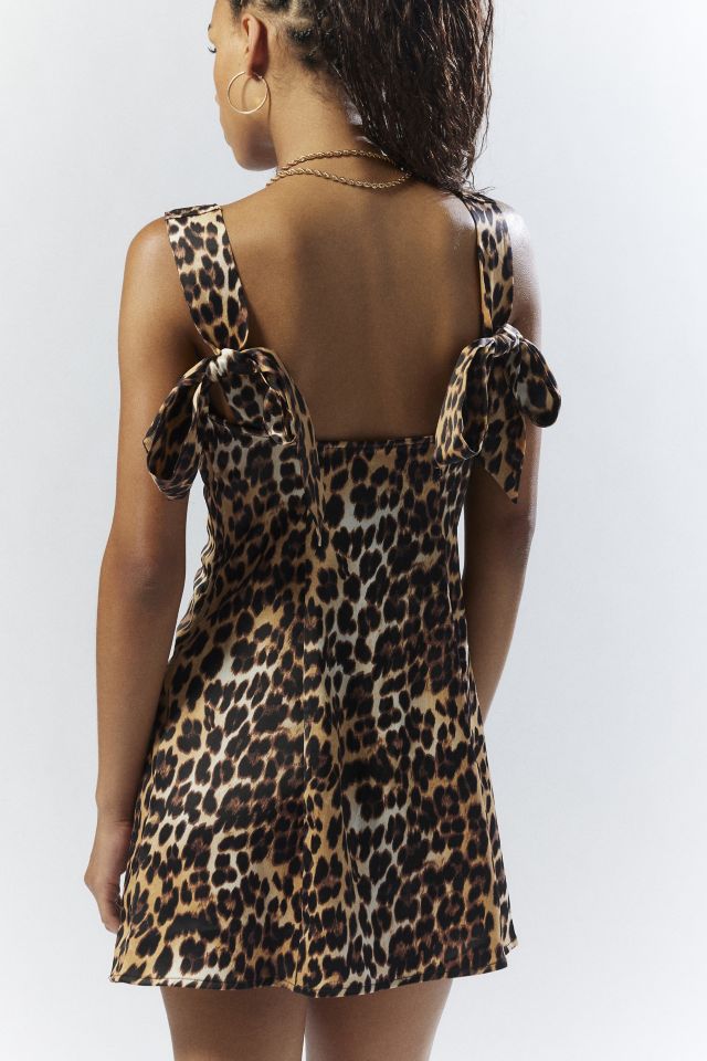 UO Bri Double Bow Satin Mini Dress