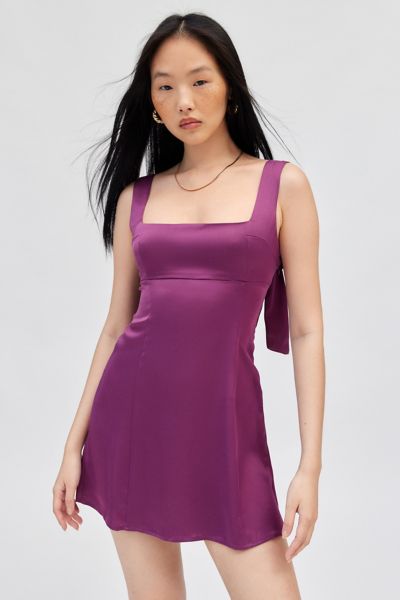 UO Bri Double Bow Satin Mini Dress #3