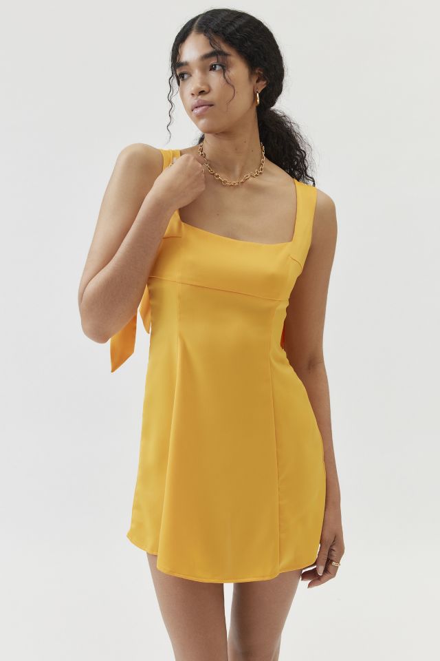 UO Bri Double Bow Sleek Satin Mini Dress #2