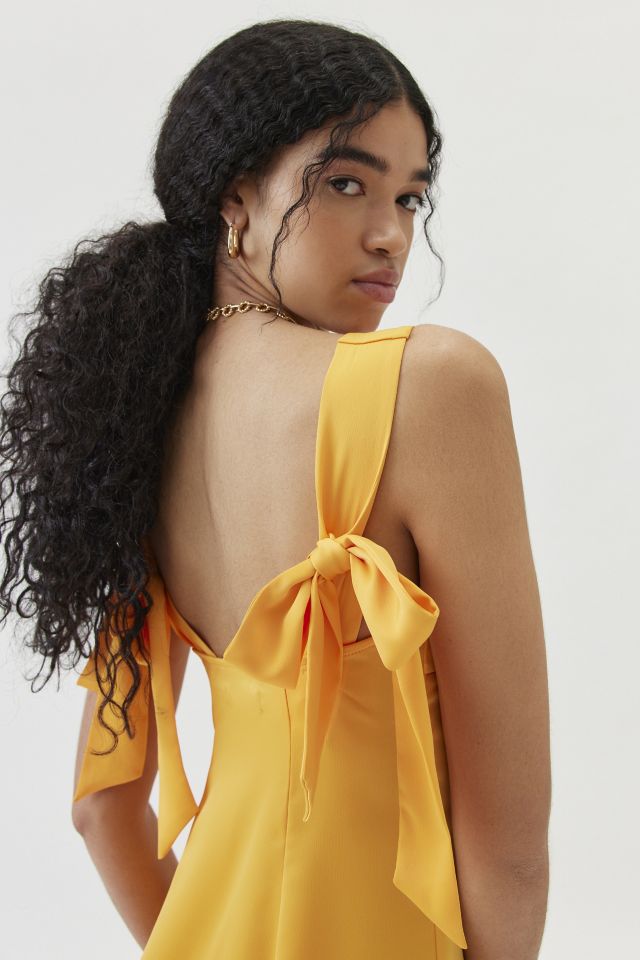 UO Bri Double Bow Sleek Satin Mini Dress #4