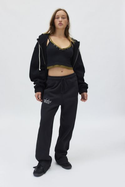 ADIDAS ORIGINALS SPORTY FULL LENGTH FLEECE PANT IN BLACK, WOMEN'S AT URBAN OUTFITTERS 