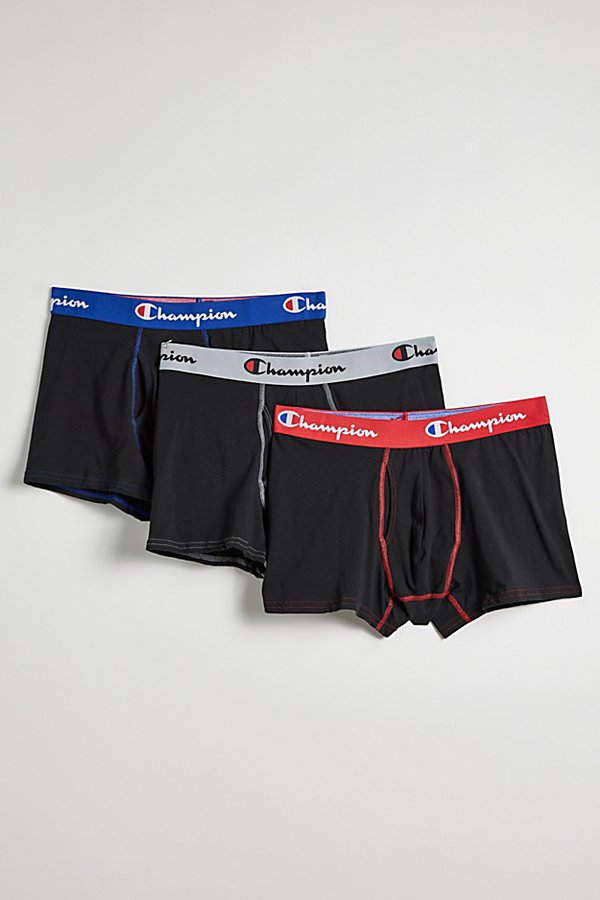 Shop Champion Lightweight Stretch Cotton Trunk 3-pack In Black, Men's At Urban Outfitters