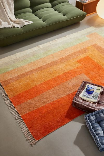 Shop Urban Outfitters Mae Patchwork Digital Printed Chenille Rug In Red At