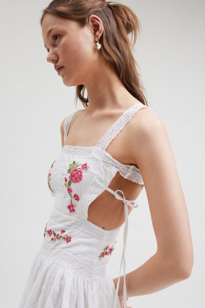 For Love & Lemons Jolene Embroidered Midi Dress