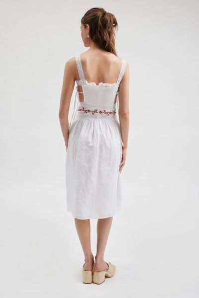 For Love & Lemons Jolene Embroidered Midi Dress