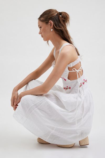 For Love & Lemons Jolene Embroidered Midi Dress