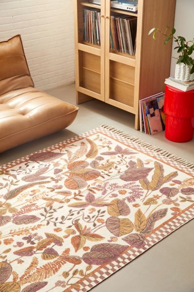 Shop Urban Outfitters Allover Jungle Brushed Rug In Mauve At