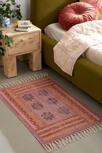 Shop Urban Outfitters Amabel Woodblock Printed Rug In Red At