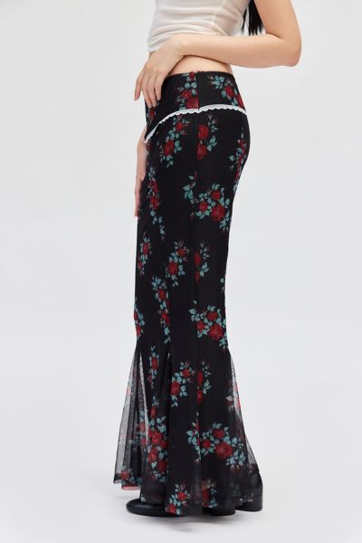 Daisy Street Floral Mesh Maxi Skirt