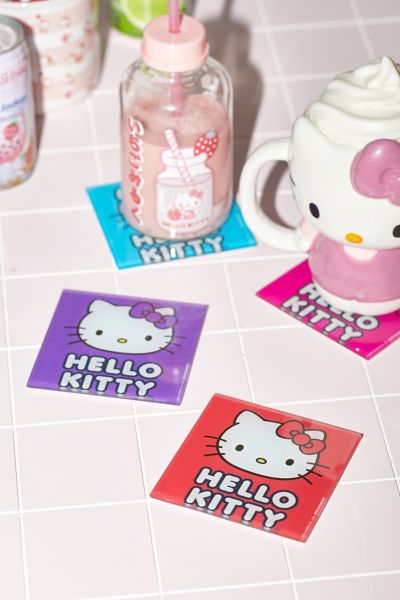 Hello Kitty Multi-Color Glass Coaster Set