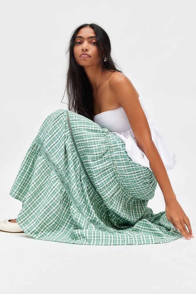 Daisy Street Tiered Gingham Maxi Skirt #2