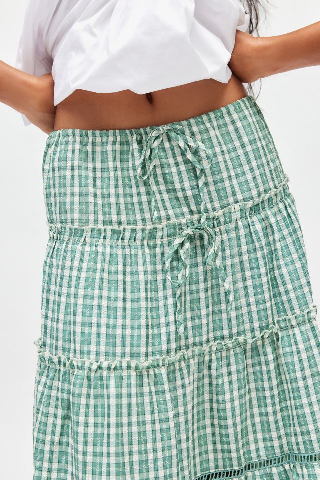 Daisy Street Tiered Gingham Maxi Skirt #3