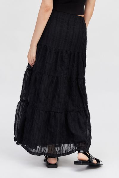 Daisy Street Textured Tiered Maxi Skirt