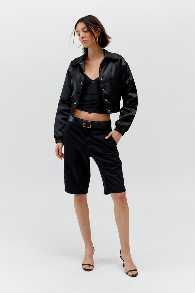 UO Sally Satin Cropped Bomber Jacket #2