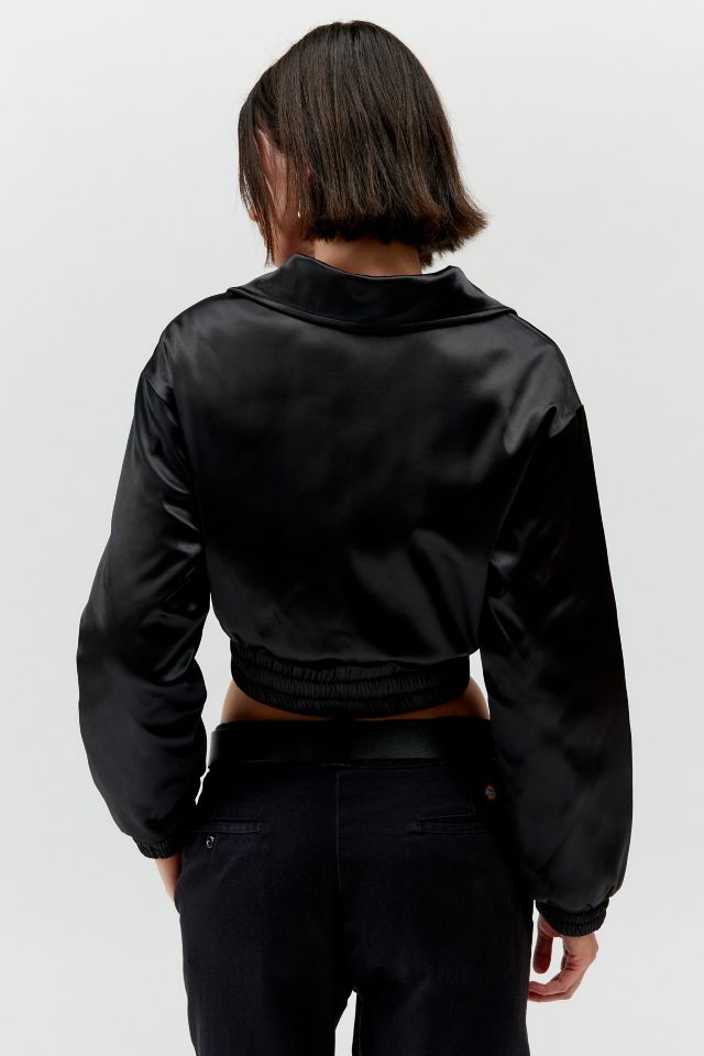 UO Sally Satin Cropped Bomber Jacket #3