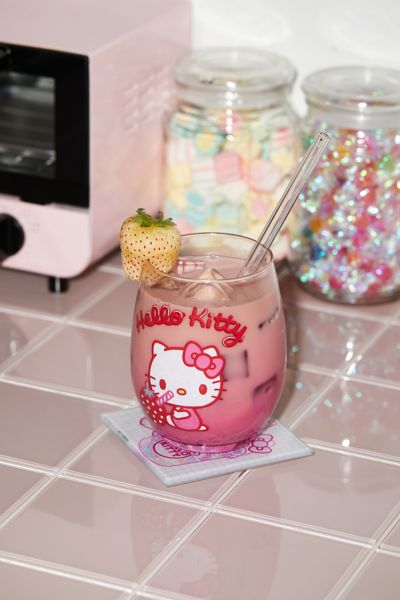 Shop Urban Outfitters Hello Kitty Strawberry Stemless Wine Glass In Clear At
