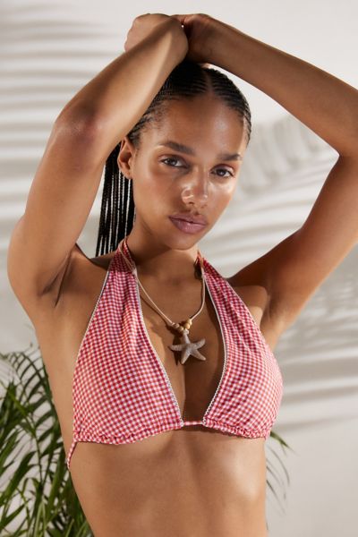 Shop Motel Cerry Gingham Bikini Top In Red, Women's At Urban Outfitters