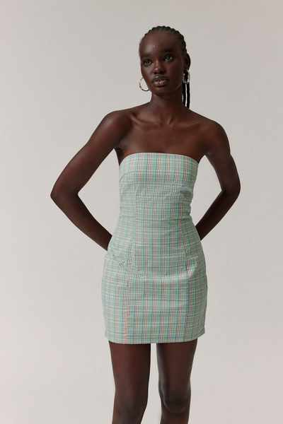 BDG Plaid Bow-Back Strapless Mini Dress | Urban Outfitters