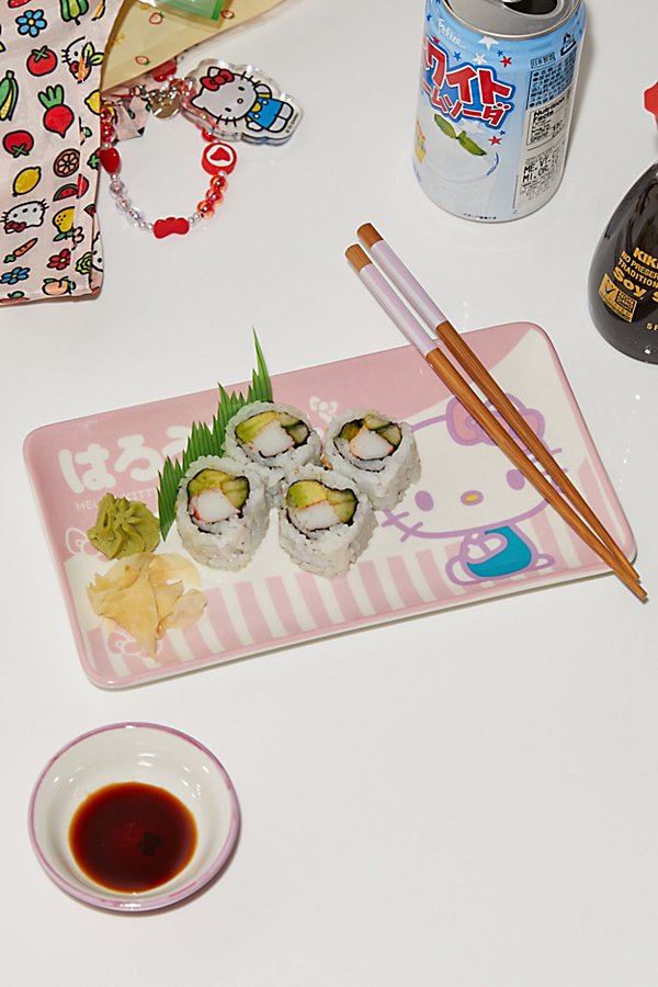 Shop Urban Outfitters Hello Kitty 3-piece Sushi Serving Plate Set In Pink At