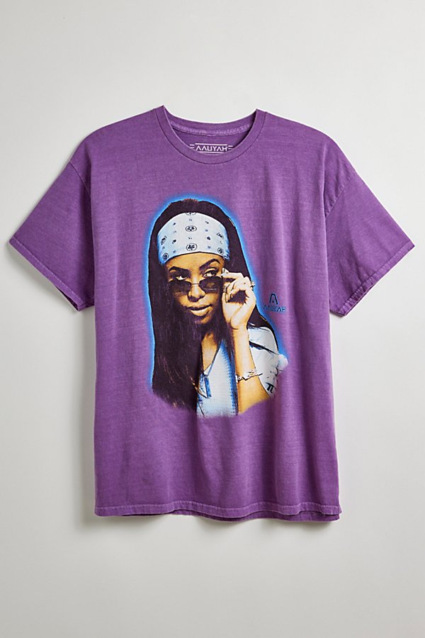 Shop Urban Outfitters Aaliyah Airbrush Graphic Tee In Purple, Men's At