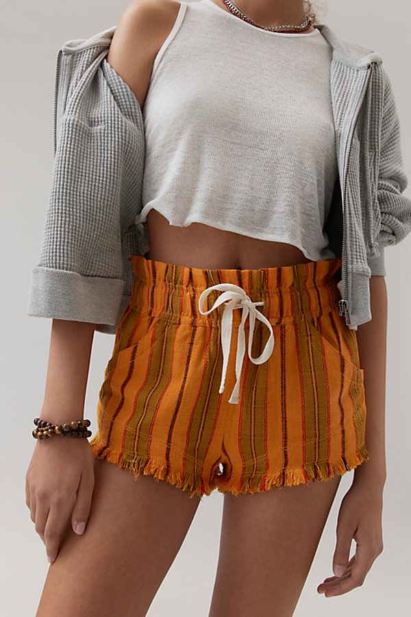 Bdg Frankie Paperbag Micro Short In Orange, Women's At Urban Outfitters