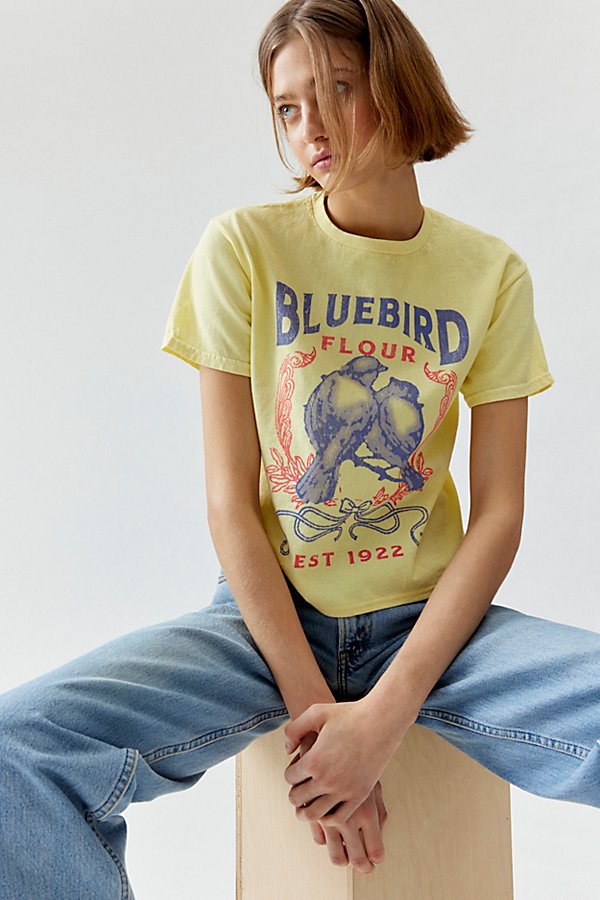 Urban Outfitters Bluebird Est. 1922 Slim Graphic Tee In Bright Yellow, Women's At