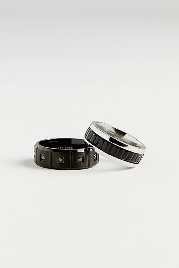 Urban Outfitters Rubio Stainless Steel Ring Set In Black, Men's At