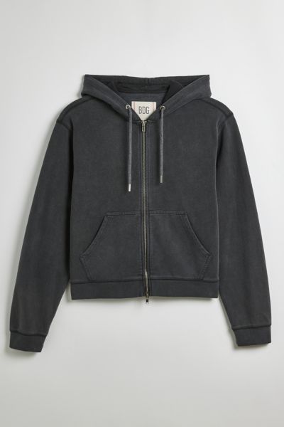 BDG Bonfire Cropped Full Zip Hoodie Sweatshirt