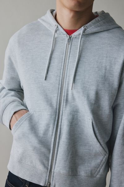 BDG BONFIRE SOLID ZIP-UP HOODIE SWEATSHIRT IN GREY AT URBAN OUTFITTERS 