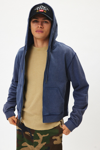 BDG Bonfire Solid Zip-Up Hoodie Sweatshirt