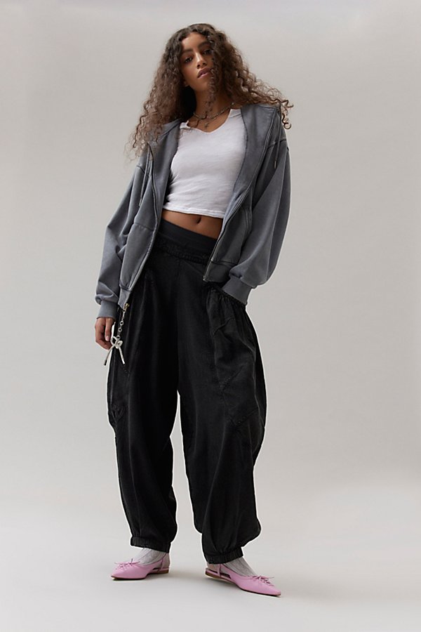 Bdg Em Linen Balloon Pant In Black, Women's At Urban Outfitters