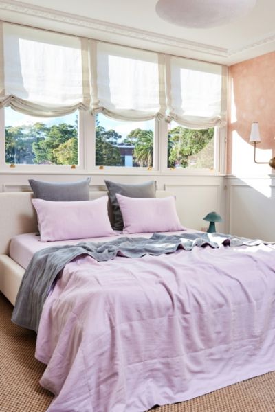 Bed Threads Reversible Linen Quilt In Mineral/lilac At Urban Outfitters