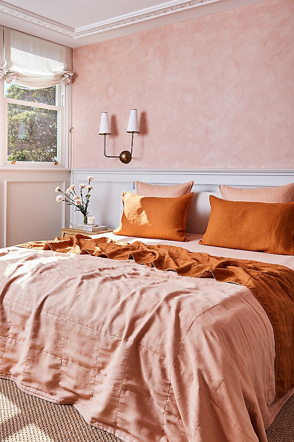 Bed Threads Reversible Linen Quilt In Terracotta/rust At Urban Outfitters