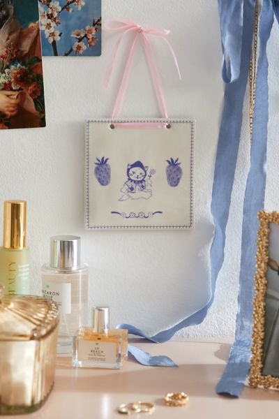 Urban Outfitters Amelie Tile Wall Hanging In Cat Strawberry Hat At