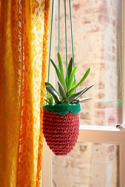 Strawberry Crochet Plant Hanger