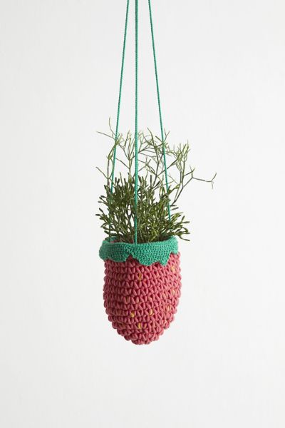 Strawberry Crochet Plant Hanger