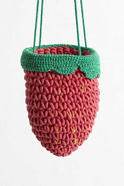 Strawberry Crochet Plant Hanger